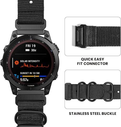 لـ Garmin Fenix ​​5 Plus/5، Fenix ​​6 Pro/6، Fenix ​​7، 22 مم نايلون سريع التركيب لساعة بديلة Forerunner 945، Instinct، Approach S60 in Kuwait