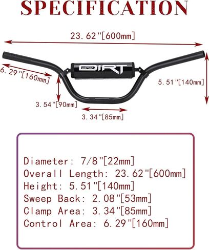 طقم مقود الدراجة الترابية للأطفال 7/8 بوصة 22 مم لـ 49-144cc XR CRF KLX TRX YFM TaoTao ومعظم الدراجات النارية الصينية ATV، أسود in Kuwait