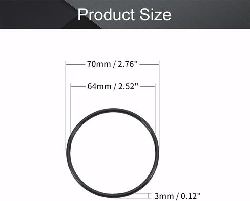 Othmro Nitrile Rubber O-Rings 70mm OD 64mm ID 3.1mm Width, Metric Buna-N Sealing Gasket, Pack of 5 in Saudi Arabia