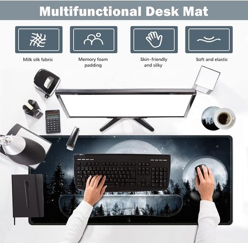 ARTSO Desk Mat, Large Gaming Mouse Pad Wrist Support Set, Ergonomic Keyboard Wrist Rest Desk Pad with Coaster Combo, Extended Mousepad with Non-Slip for Home Office, Purple Heart Butterfly in Kuwait