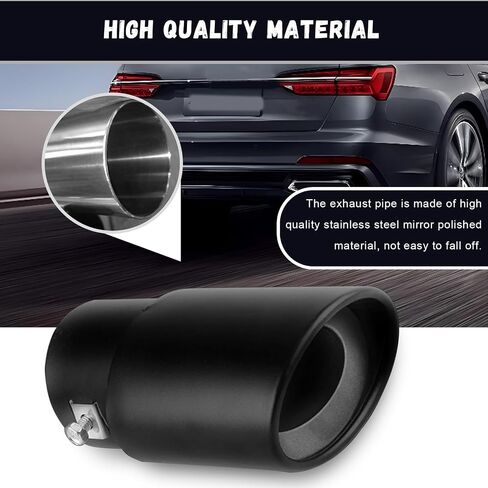 Car Exhaust Tail Pipe, Automotive Polished Stainless Steel Exhaust Tailpipe, 2.5 Inch to 3.3 Inch Automotive Exhaust Flue Muffler for Most Cars, Sedans and Trucks (Black/Straight) in Saudi Arabia