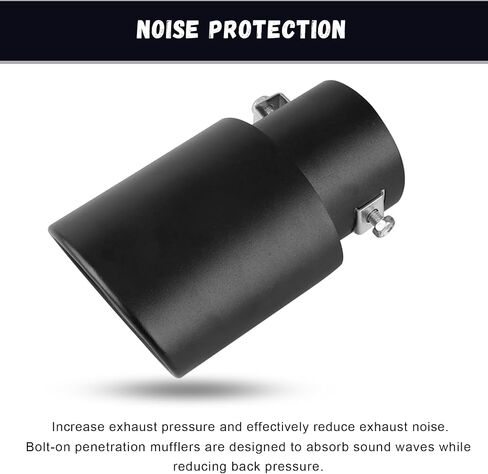 Car Exhaust Tail Pipe, Automotive Polished Stainless Steel Exhaust Tailpipe, 2.5 Inch to 3.3 Inch Automotive Exhaust Flue Muffler for Most Cars, Sedans and Trucks (Black/Straight) in Saudi Arabia