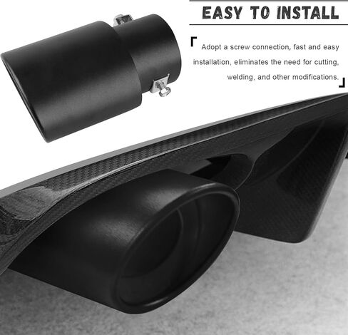 Car Exhaust Tail Pipe, Automotive Polished Stainless Steel Exhaust Tailpipe, 2.5 Inch to 3.3 Inch Automotive Exhaust Flue Muffler for Most Cars, Sedans and Trucks (Black/Straight) in Saudi Arabia