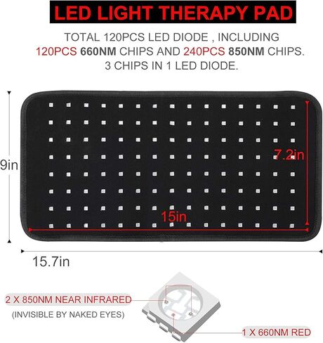 2021 New 25W 660nm LED Red Light and 850nm Near Infrared Light Therapy Devices Large Pads Wearable Wrap for Pain Relief Deep Penetrating Pain Treatment for Human & Animals in Kuwait