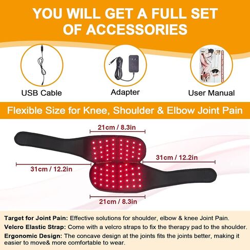 Near Infrared Light Therapy Knee Brace - Adjustable Red Light Therapy for Knee Pain Relief Device - Infrared Light Therapy for Faster Recovery - Great for Athletes & Beyond in Saudi Arabia