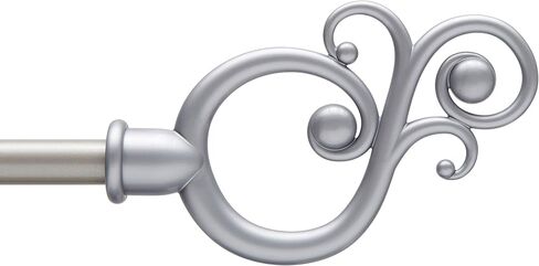 Kenney KN65402 Valencia Large Plastic Scroll End Standard Decorative Window Curtain Rod, 86-120" Adjustable Length, Satin Nickel Finish, 5/8" Diameter Steel Tube in Saudi Arabia