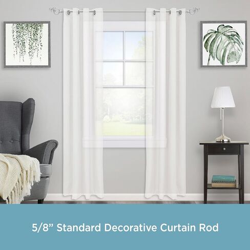 Kenney KN65402 Valencia Large Plastic Scroll End Standard Decorative Window Curtain Rod, 86-120" Adjustable Length, Satin Nickel Finish, 5/8" Diameter Steel Tube in Saudi Arabia