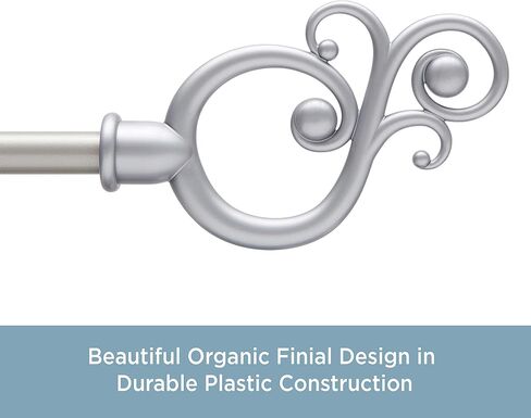 Kenney KN65402 Valencia Large Plastic Scroll End Standard Decorative Window Curtain Rod, 86-120" Adjustable Length, Satin Nickel Finish, 5/8" Diameter Steel Tube in Saudi Arabia