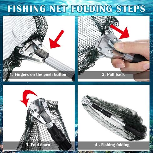 Poen Wire Grid Bottom Crab Nets Two Ring Crab Kit مع تسخير ومشبك الطعم 24 بوصة × 20 بوصة × 12 بوصة شبكة صيد قابلة للطي، قفص صب يدوي، شبكة صيد السمك in Saudi Arabia