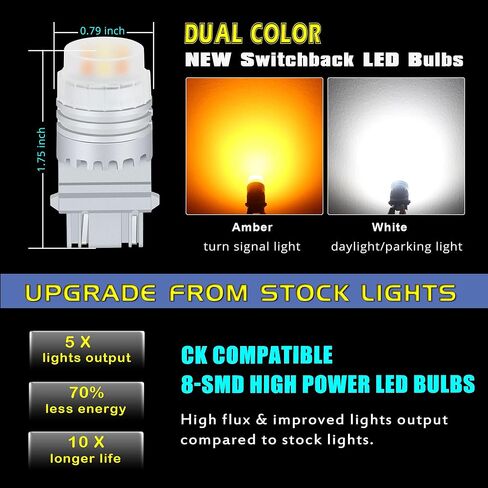 T25 3457NA 3157 مصابيح LED للتحويل ثنائي اللون أصفر كهرماني / 6000K أبيض أضواء إشارة الانعطاف 3157NA 3457 4157NAK 4157 3757NAK 5702AK خيوط مزدوجة فائقة السطوع SMD ترقية in Saudi Arabia