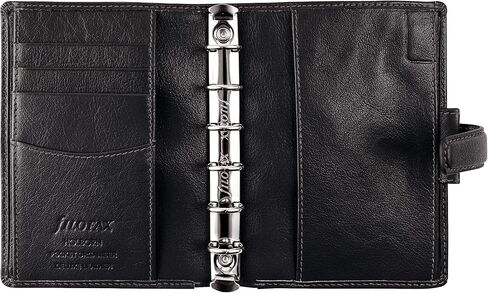 منظم Filofax Holborn، حجم الجيب، أسود - جلد الجاموس المحبب بالكامل، ست حلقات، مع مذكرات تقويم أسبوعية لعرضها، متعدد اللغات، 2024 (C025115-24) in Saudi Arabia