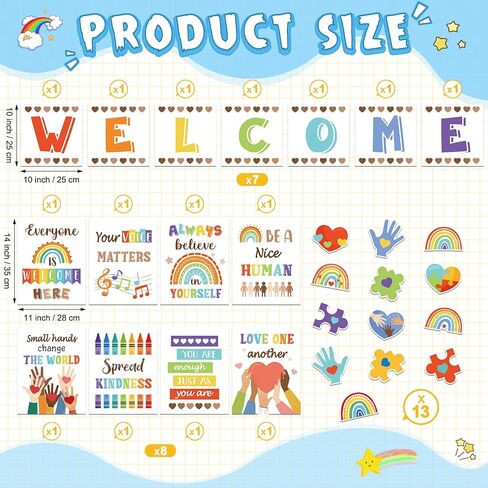 Outus 28 Pcs Diversity Posters for Classroom Inclusive Welcome Banner Everyone is Welcome Here Wall Decor Multicultural Bulletin Board Decorations for Teachers Students Classroom School Party Supplies in Saudi Arabia