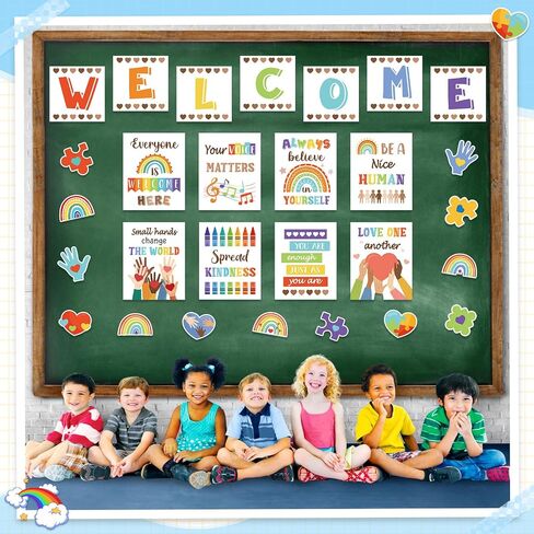 Outus 28 Pcs Diversity Posters for Classroom Inclusive Welcome Banner Everyone is Welcome Here Wall Decor Multicultural Bulletin Board Decorations for Teachers Students Classroom School Party Supplies in Saudi Arabia