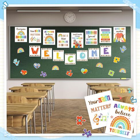 Outus 28 Pcs Diversity Posters for Classroom Inclusive Welcome Banner Everyone is Welcome Here Wall Decor Multicultural Bulletin Board Decorations for Teachers Students Classroom School Party Supplies in Saudi Arabia