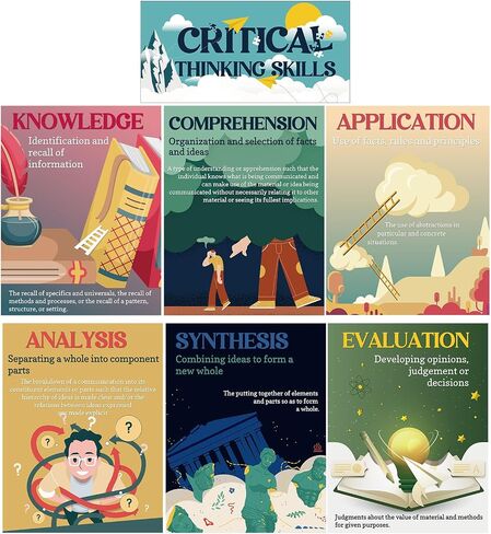 Pasimy 7 Pieces Critical Thinking Skills Poster for Classroom Reading and Writing Poster Educational Bulletin Board Wall Art Print for High Middle School Library Home Office Classroom Decoration in Saudi Arabia