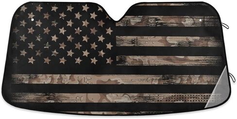Camouflage American USA Flag Car Windshield Sunshade Foldable Reflective Sun Shade Blocks UV Rays in Saudi Arabia