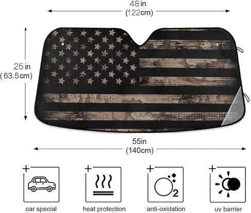 Camouflage American USA Flag Car Windshield Sunshade Foldable Reflective Sun Shade Blocks UV Rays in Saudi Arabia
