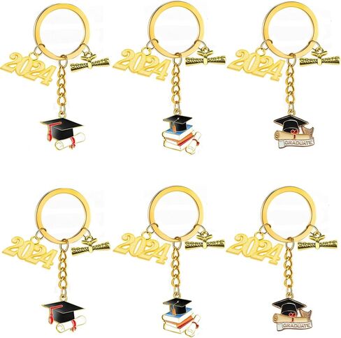 6 قطع 2024 هدية التخرج سلاسل المفاتيح مع قبعة التخرج المعلقات حلقة مفاتيح معدنية للكلية ماستر المدرسة الثانوية العليا 2024 هدية التخرج، 3 أنماط in Kuwait