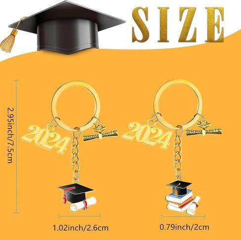 6 قطع 2024 هدية التخرج سلاسل المفاتيح مع قبعة التخرج المعلقات حلقة مفاتيح معدنية للكلية ماستر المدرسة الثانوية العليا 2024 هدية التخرج، 3 أنماط in Kuwait
