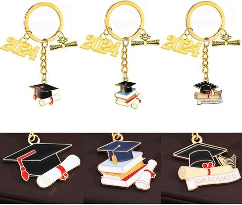 6 قطع 2024 هدية التخرج سلاسل المفاتيح مع قبعة التخرج المعلقات حلقة مفاتيح معدنية للكلية ماستر المدرسة الثانوية العليا 2024 هدية التخرج، 3 أنماط in Kuwait