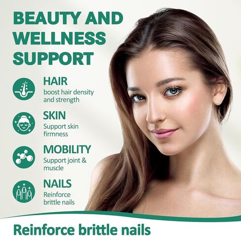 بيوتين 10000 ميكروجرام، كيراتين كولاجين بحري، حمض الهيالورونيك، دعم نمو الشعر، فيتامين أ، ج، د3، هـ، نياسين، شعر صحي، بشرة وأظافر، فيتامينات متعددة الفيتامينات للنساء والرجال، 120 كبسولة in Kuwait