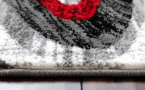 سجاد ماسادا، سجادة منطقة مجموعة ستيفاني بتصميم عصري معاصر 1107 أحمر رمادي أبيض أسود (2 قدم × 7 أقدام 3 بوصة) عداء in Kuwait