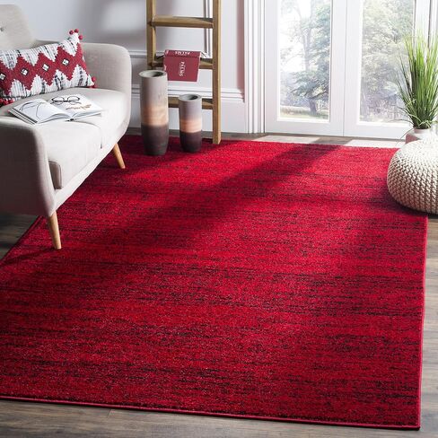 سجادة SAFAVIEH Adirondack Collection - 3 × 5 بوصة، أحمر وأسود، تصميم تجريدي حديث، لا يتساقط ويسهل العناية به، مثالي للمناطق ذات حركة المرور العالية في المدخل، وغرفة المعيشة، وغرفة النوم (ADR117F) in Saudi Arabia