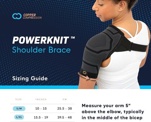 Copper Compression Shoulder Brace | Shoulder Pain Relief with PowerKnit Compression Technology | Shoulder Orthopedic Brace for Men & Women | Torn Rotator Cuff, Dislocation, & Other Shoulder Injuries in Kuwait