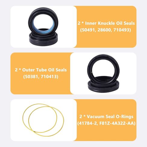 MIKODA ختم المحور الأمامي، طقم ختم أنبوب المفصل الأمامي متوافق مع Ford Super Duty F250 F350 F450 F550 Excursion Dana 50 60 1998-2004 استبدال 50491 50381 41784-2 in Kuwait