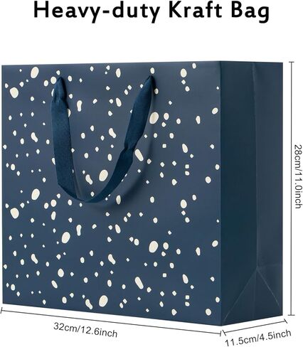 عبوة من 12 حقيبة هدايا من Uceoo، أكياس هدايا زرقاء فاخرة متنوعة مع مناديل ورقية زرقاء من ورق الكرافت للتسوق، والأعمال التجارية الصغيرة، وحفلات الزفاف، والكريسماس والعطلات، مقاس 12.6 بوصة × 4.5 بوصة × 11 بوصة in Kuwait