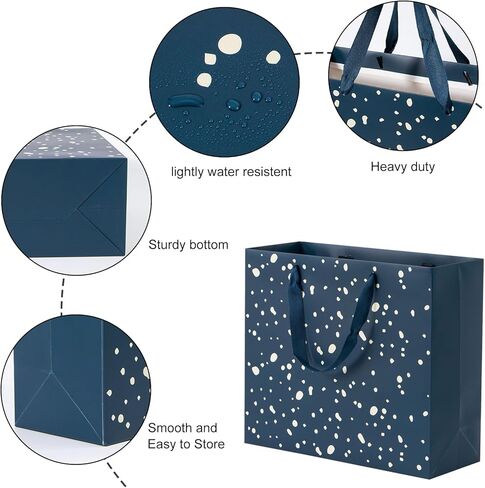 عبوة من 12 حقيبة هدايا من Uceoo، أكياس هدايا زرقاء فاخرة متنوعة مع مناديل ورقية زرقاء من ورق الكرافت للتسوق، والأعمال التجارية الصغيرة، وحفلات الزفاف، والكريسماس والعطلات، مقاس 12.6 بوصة × 4.5 بوصة × 11 بوصة in Kuwait