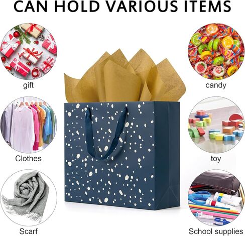 عبوة من 12 حقيبة هدايا من Uceoo، أكياس هدايا زرقاء فاخرة متنوعة مع مناديل ورقية زرقاء من ورق الكرافت للتسوق، والأعمال التجارية الصغيرة، وحفلات الزفاف، والكريسماس والعطلات، مقاس 12.6 بوصة × 4.5 بوصة × 11 بوصة in Kuwait