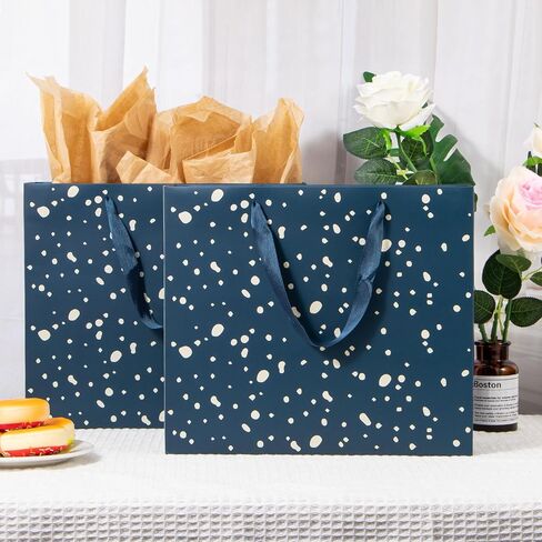 عبوة من 12 حقيبة هدايا من Uceoo، أكياس هدايا زرقاء فاخرة متنوعة مع مناديل ورقية زرقاء من ورق الكرافت للتسوق، والأعمال التجارية الصغيرة، وحفلات الزفاف، والكريسماس والعطلات، مقاس 12.6 بوصة × 4.5 بوصة × 11 بوصة in Kuwait