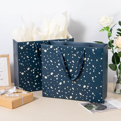 عبوة من 12 حقيبة هدايا من Uceoo، أكياس هدايا زرقاء فاخرة متنوعة مع مناديل ورقية زرقاء من ورق الكرافت للتسوق، والأعمال التجارية الصغيرة، وحفلات الزفاف، والكريسماس والعطلات، مقاس 12.6 بوصة × 4.5 بوصة × 11 بوصة in Kuwait