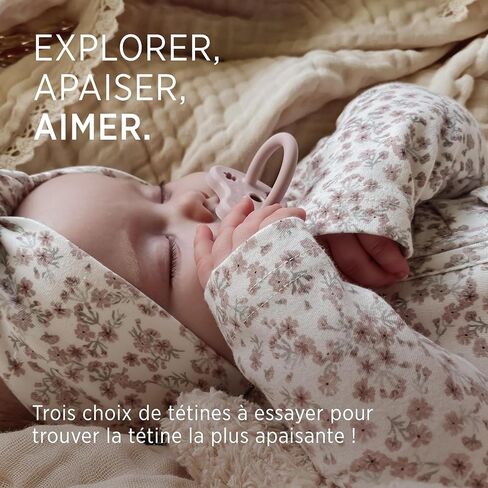 لهايات الأطفال ثلاثية العبوة من هيفيا من المطاط الطبيعي - مجموعة عينات اللهاية مع مزيج من ثلاث حلمات لحديثي الولادة بعمر 0+ أشهر، مزيج الطفلة الرضيعة in Kuwait