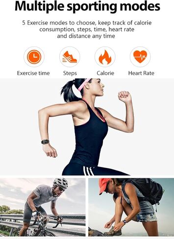 ساعة ذكية للرجال والنساء والأطفال متوافقة مع هاتف Android iOS، شاشة لمس بلوتوث لتتبع اللياقة البدنية مع مكالمات/رسائل نصية قصيرة/مراقبة النوم/عداد الخطى وأشرطة من النايلون (أسود) in Saudi Arabia