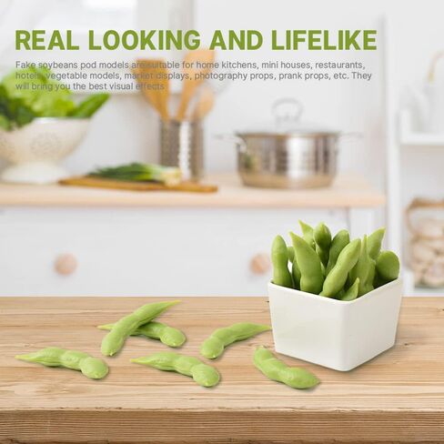 فول الصويا الاصطناعي من لاكفورست، 40 قطعة من كبسولات فول الصويا الصناعية نماذج واقعية لفاصوليا الخضروات لديكور المنزل والمطبخ ونموذج الطعام ودعائم عرض السوق in Kuwait