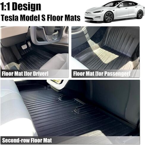 سجادات أرضية KIKIMO لطراز Tesla S & Model S منقوشة 2021-2023 2024، لملحقات Tesla Model S، سجادة أرضية لجميع الأحوال الجوية، سجادة بطانة أمامية وخلفية للشحن، سجادة أرضية مقاومة للماء ومضادة للانزلاق من OEM مناسبة حسب الطلب in Kuwait