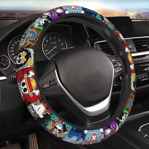 FORTTS Anime Steering Wheel Cover Anti-Slip Car Wheel Protector 3D Pattern Universal Fit 15 Inch Car Accessories for Auto Cars SUV Sedan Decor (7) in Saudi Arabia