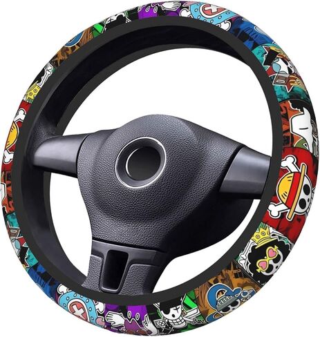 FORTTS Anime Steering Wheel Cover Anti-Slip Car Wheel Protector 3D Pattern Universal Fit 15 Inch Car Accessories for Auto Cars SUV Sedan Decor (7) in Saudi Arabia