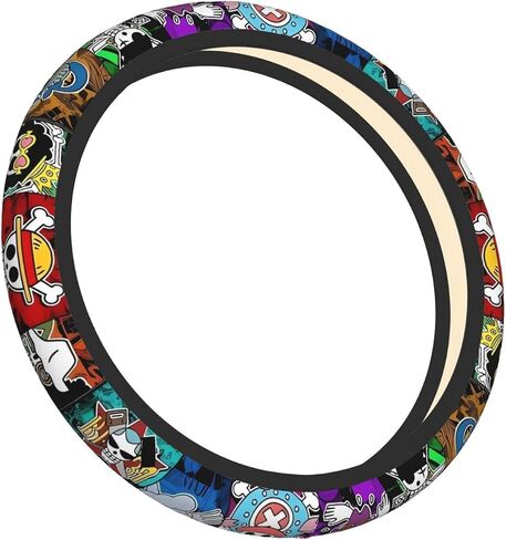 FORTTS Anime Steering Wheel Cover Anti-Slip Car Wheel Protector 3D Pattern Universal Fit 15 Inch Car Accessories for Auto Cars SUV Sedan Decor (7) in Saudi Arabia