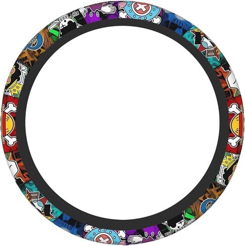 FORTTS Anime Steering Wheel Cover Anti-Slip Car Wheel Protector 3D Pattern Universal Fit 15 Inch Car Accessories for Auto Cars SUV Sedan Decor (7) in Saudi Arabia