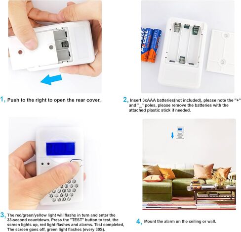 Carbon Monoxide Detectors,Battery Operated Mini CO Alarm Detector Monitor with Digital Display and Sound Warning for Home,Office,Travel (Batteries NOT Included) in Kuwait