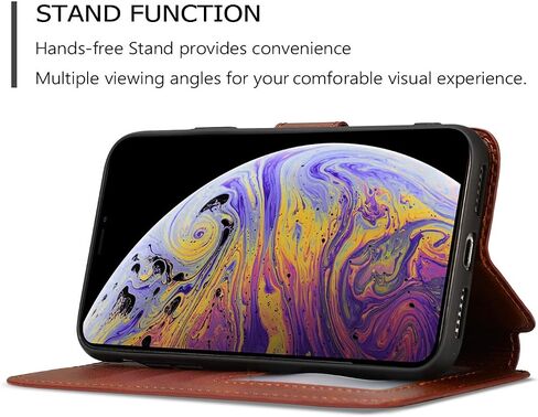 حافظة QLTYPRI لهاتف iPhone XR، حافظة محفظة بسيطة من جلد البولي يوريثان الفاخر [فتحات للبطاقات] [مسند] [إغلاق مغناطيسي] غطاء قلاب مقاوم للصدمات لهاتف iPhone XR - بني in Kuwait