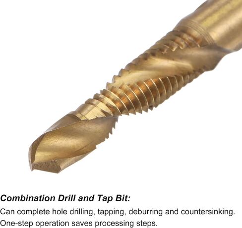 uxcell Combination Drill and Tap Bit, 1/4" Hex Shank M6 x 1 Metric Titanium Coated High Speed Steel 4341 Spiral Flute Drilling Tapping Tool Extra Long in Saudi Arabia