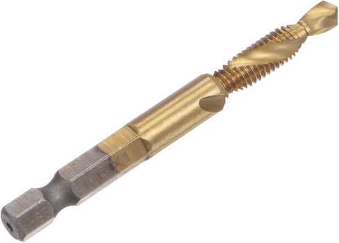 uxcell Combination Drill and Tap Bit, 1/4" Hex Shank M6 x 1 Metric Titanium Coated High Speed Steel 4341 Spiral Flute Drilling Tapping Tool Extra Long in Saudi Arabia