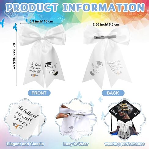 قطعتان من هدايا التخرج للنساء، قبعة التخرج وقبعة بيضاء لفئة 2024 مع شرابة للمدرسة الثانوية والبكالوريوس in Kuwait