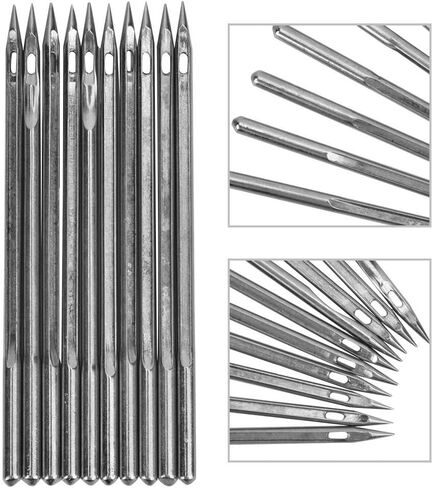 10 Pcs Shoe Repairing Machine Needle Silver Stainless Steel Sewing Needles Shoe Repair Tool Accessory for Leather Projects(SL-18) in Saudi Arabia