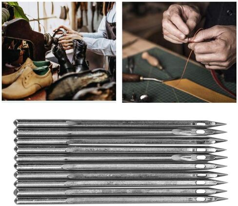 10 Pcs Shoe Repairing Machine Needle Silver Stainless Steel Sewing Needles Shoe Repair Tool Accessory for Leather Projects(SL-18) in Saudi Arabia