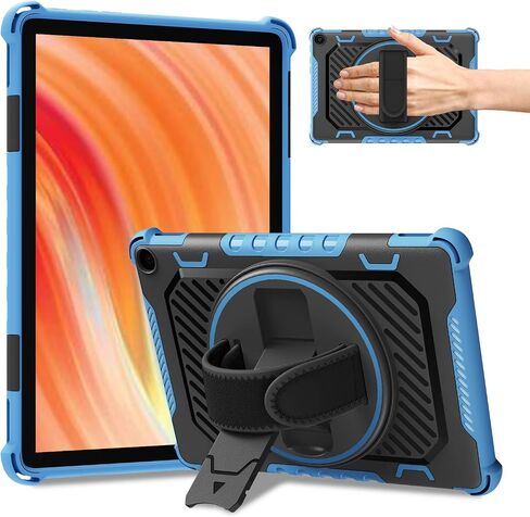 حافظة ROISKIN 360 بحزام يد بمسند لإصدار 2023 حافظة كمبيوتر لوحي Fire HD 10 (تناسب الجيل الثالث عشر، لا تناسب الجيل الحادي عشر/التاسع/السابع) أيضًا لهاتف Sony Nokia iPhone بطبقة مزدوجة مقاومة للصدمات in Kuwait